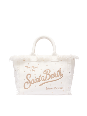 Off-white cotton canvas Vanity tote bag with stud embellishment