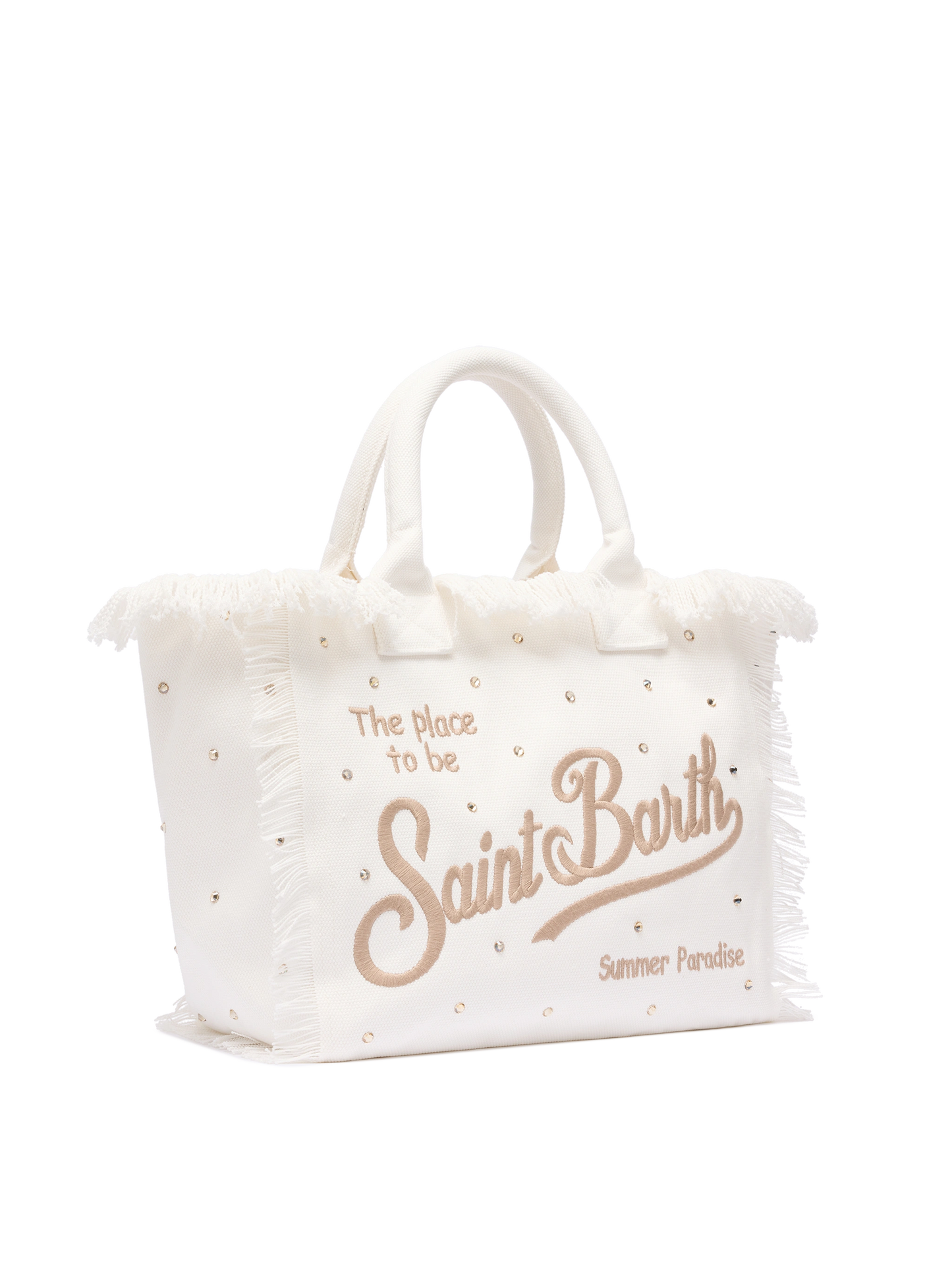 Off-white cotton canvas Vanity tote bag with stud embellishment