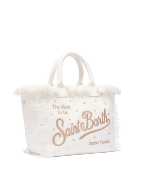 Off-white cotton canvas Vanity tote bag with stud embellishment
