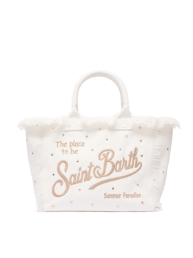 Off-white cotton canvas Vanity tote bag with stud embellishment