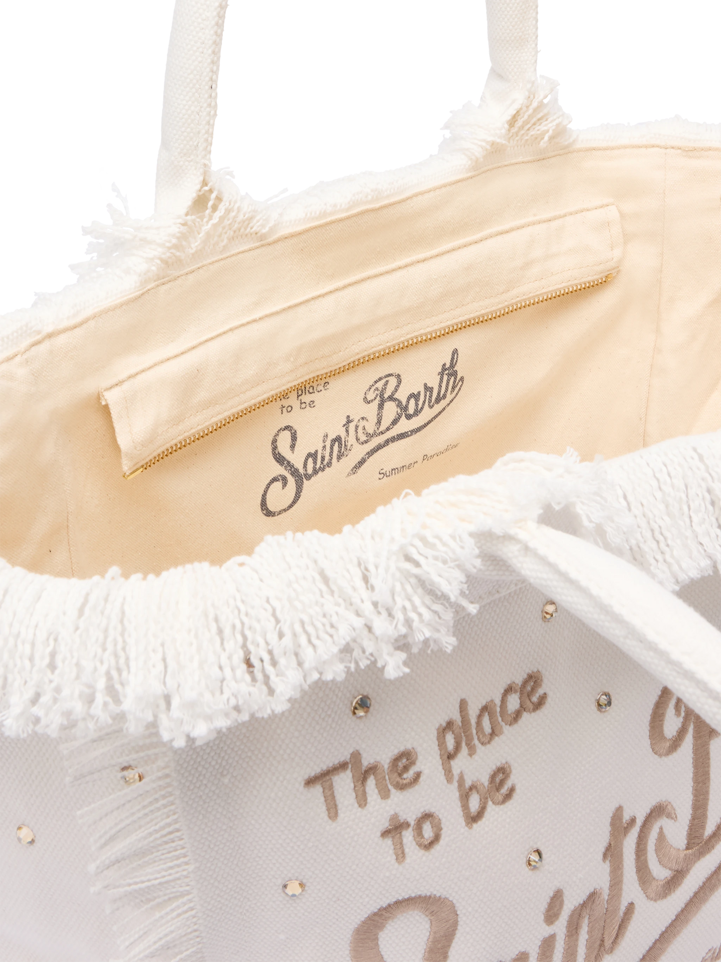 Off-white cotton canvas Vanity tote bag with stud embellishment