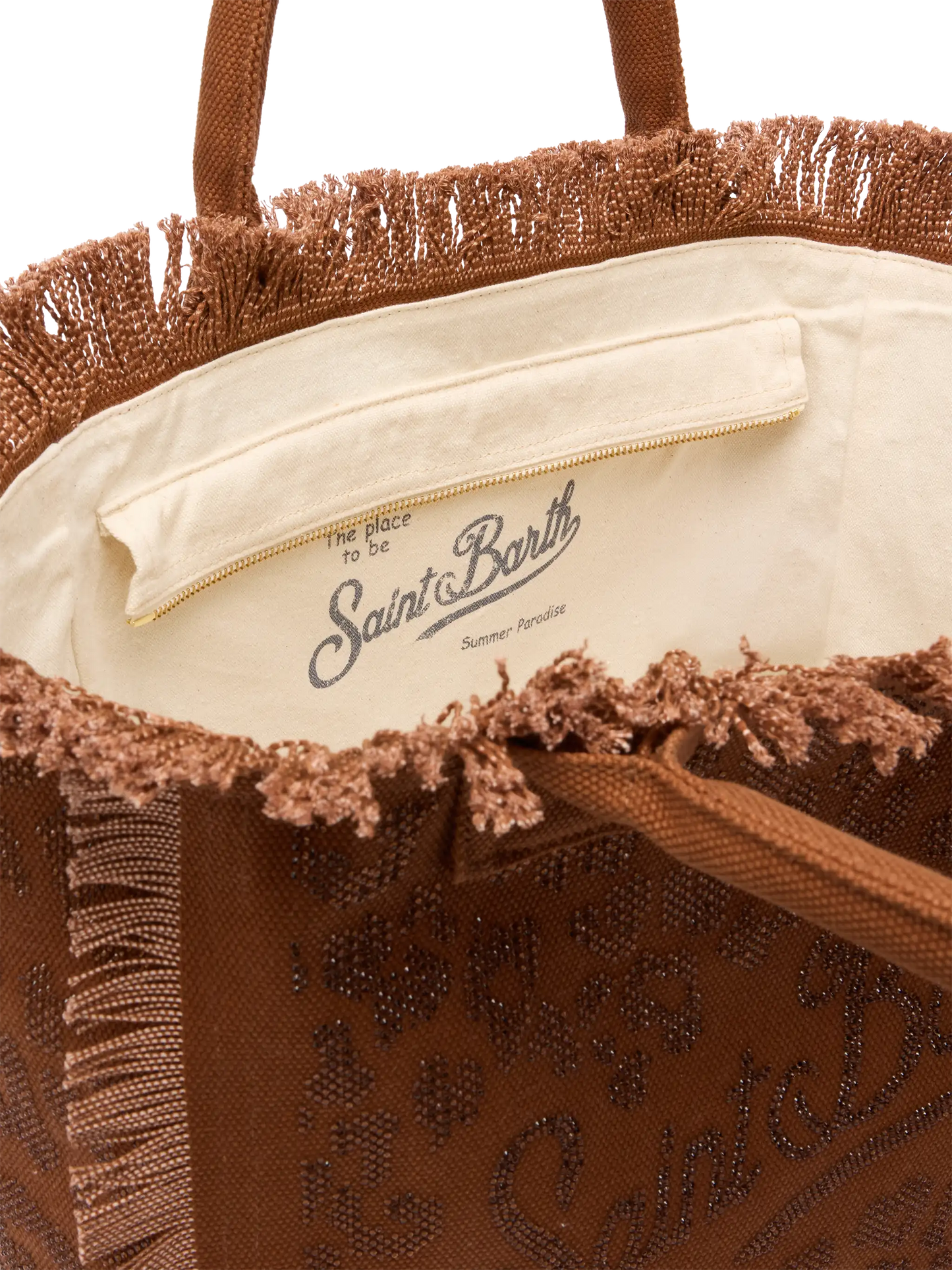 Brown cotton canvas Vanity tote bag with leopard rhinestone embellishment