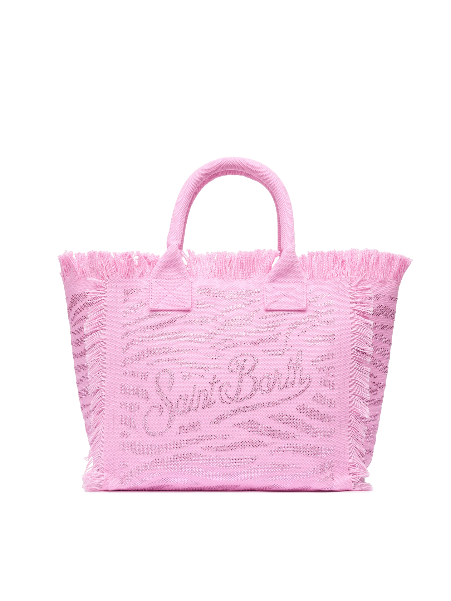Pink cotton canvas Vanity tote bag with zebra rhinestone embellishment