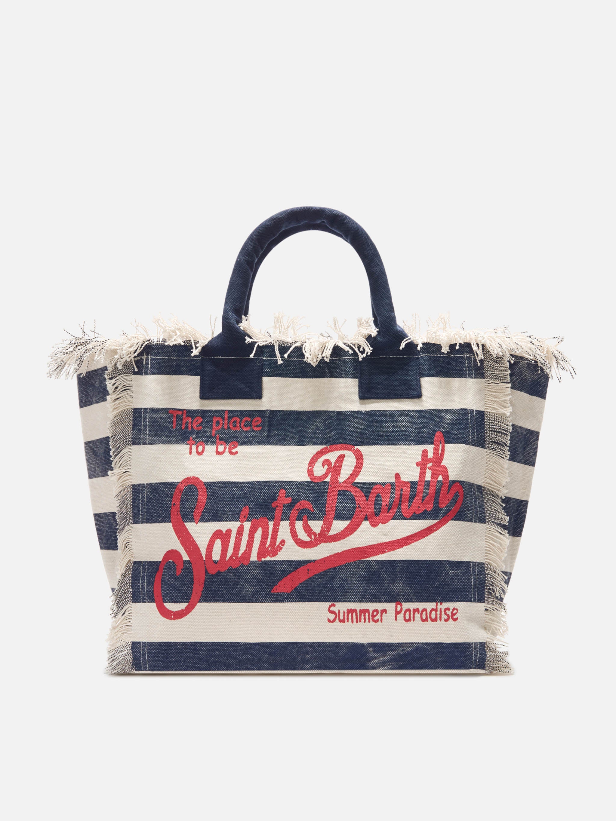 Blue canvas Vanity regular bag with horizontal stripes – MC2 Saint