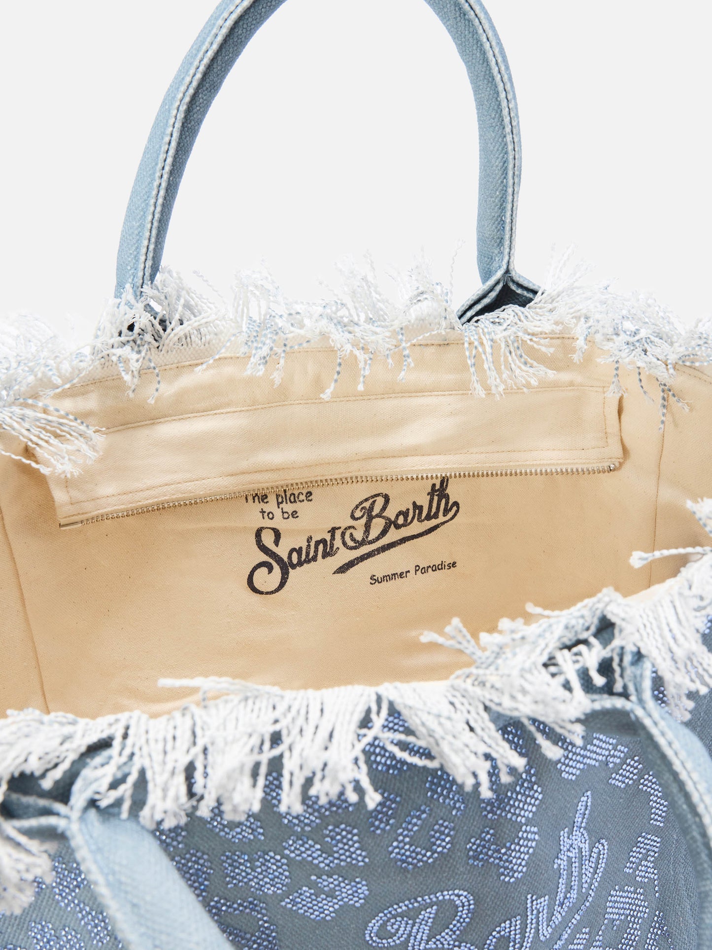 Sac Vanity Blue Regular en toile à imprimé léopard avec strass 