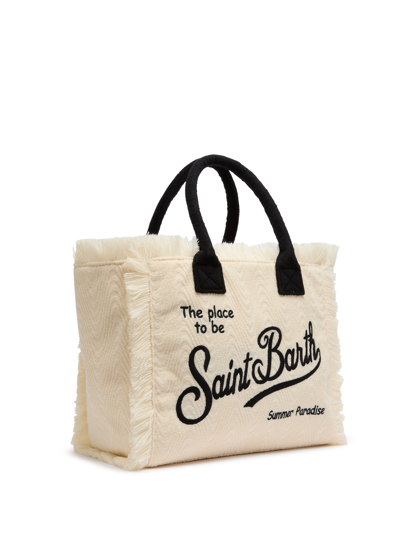 Off-white terry embossed Vanity Sponge tote bag with black details