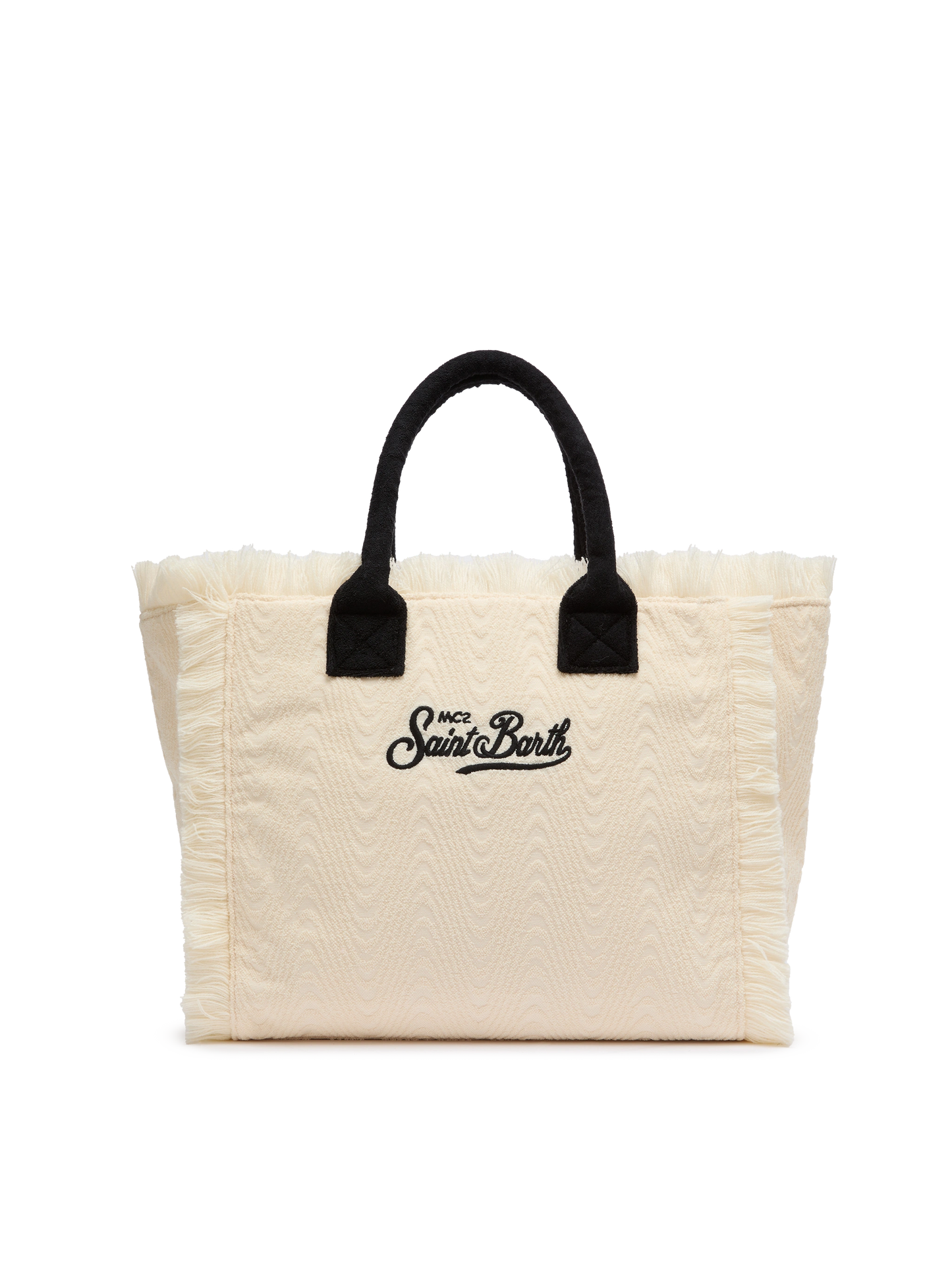 Off-white terry embossed Vanity Sponge tote bag with black details
