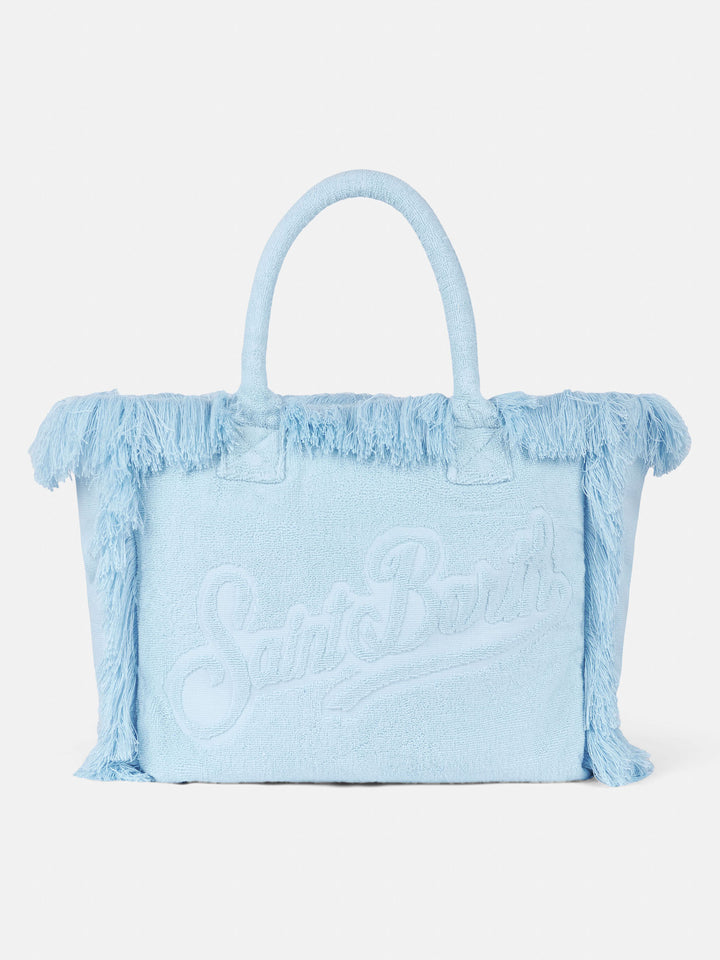 Vanity Terry light blue tote bag  with embossed logo