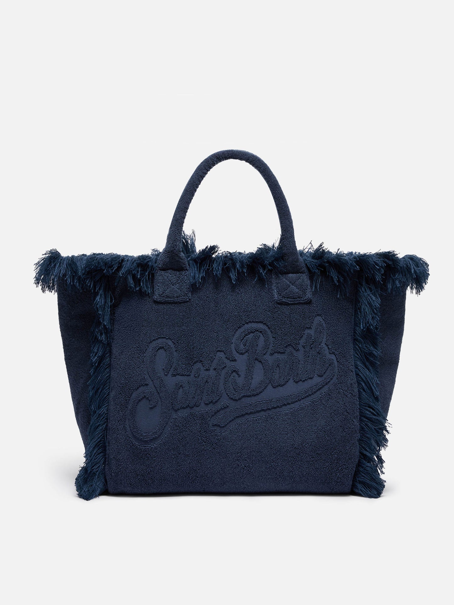 Borsa a spalla Vanity Terry blu con logo in bassorilievo