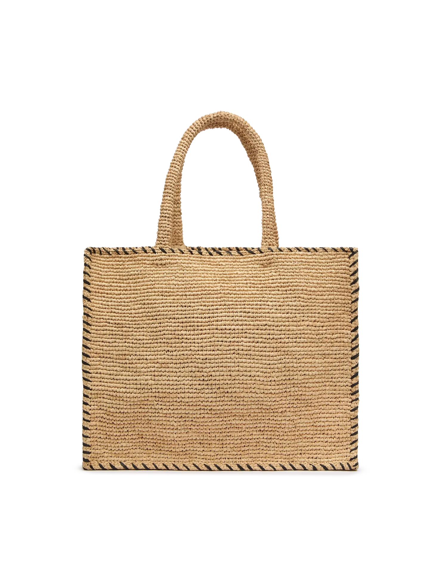 Natural beige Vanity Raffia shoulder bag with black trim