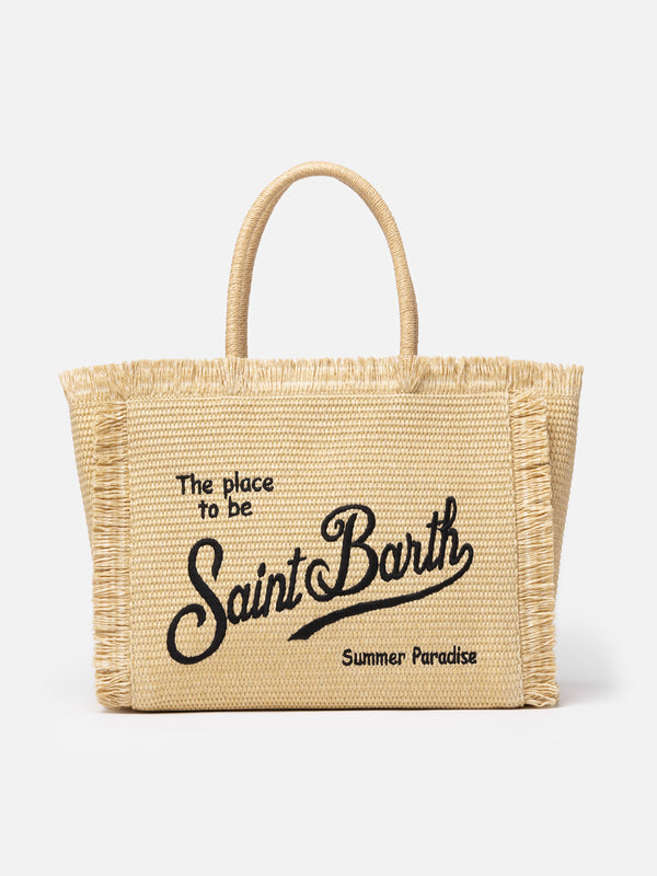 Beige straw effect Vanity tote bag