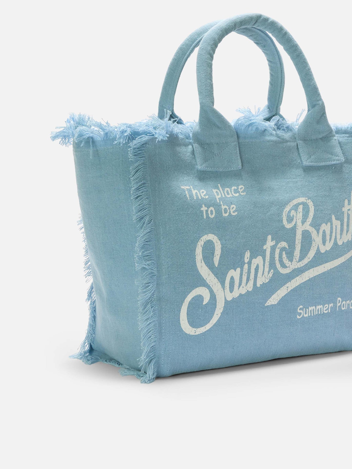 Light blue solid color linen Vanity regular bag