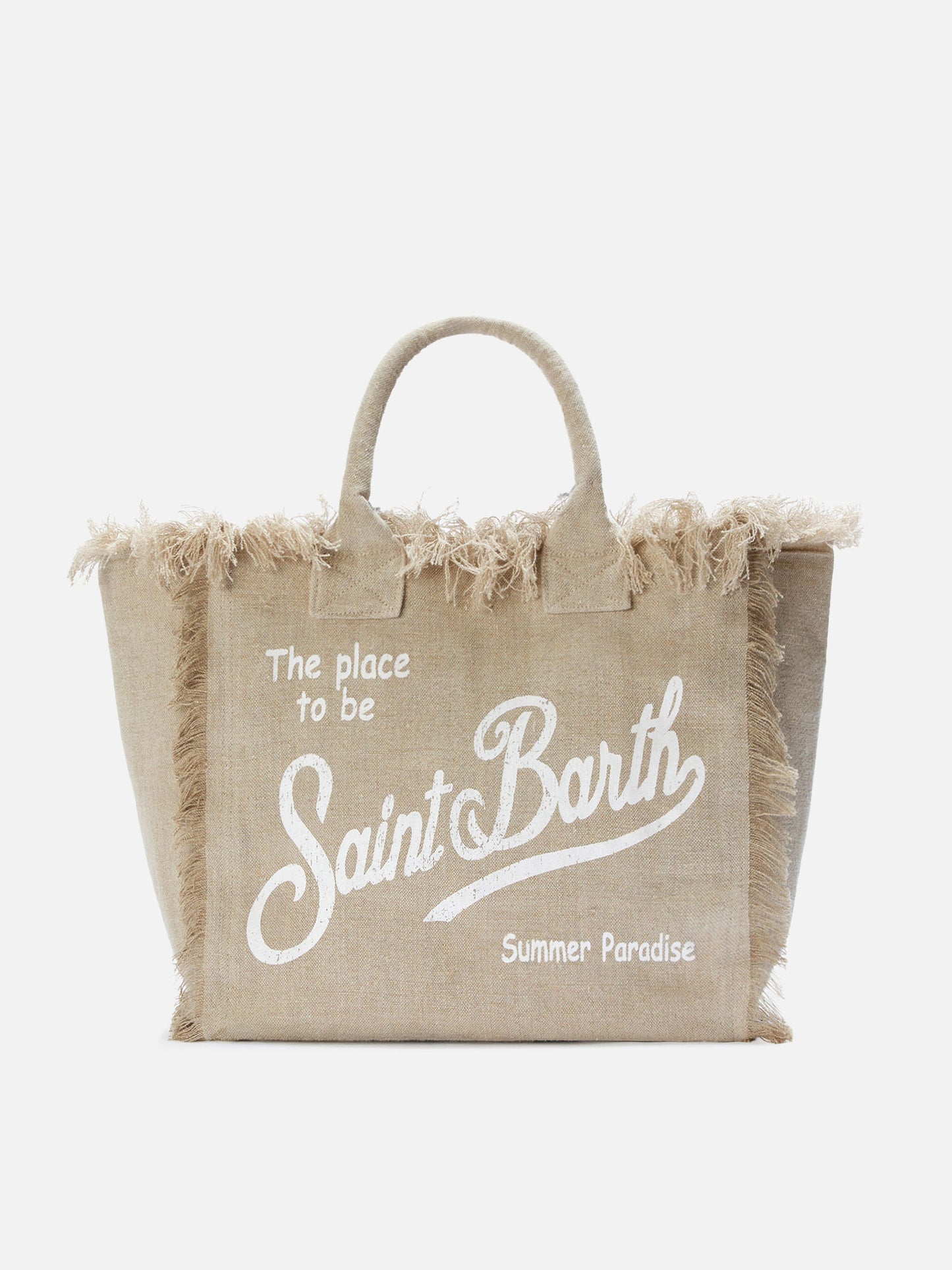 Beige solid color linen Vanity regular bag