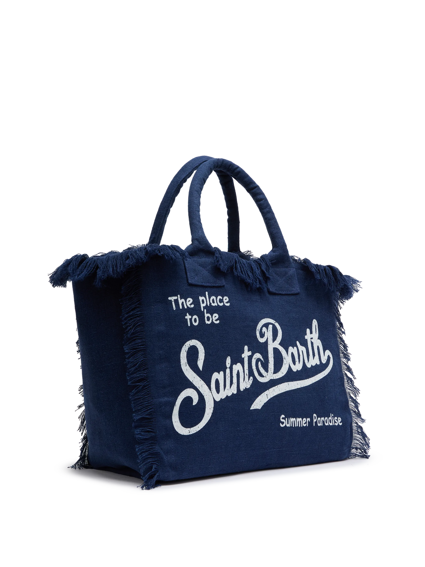 Vanity navy blue linen shoulder bag