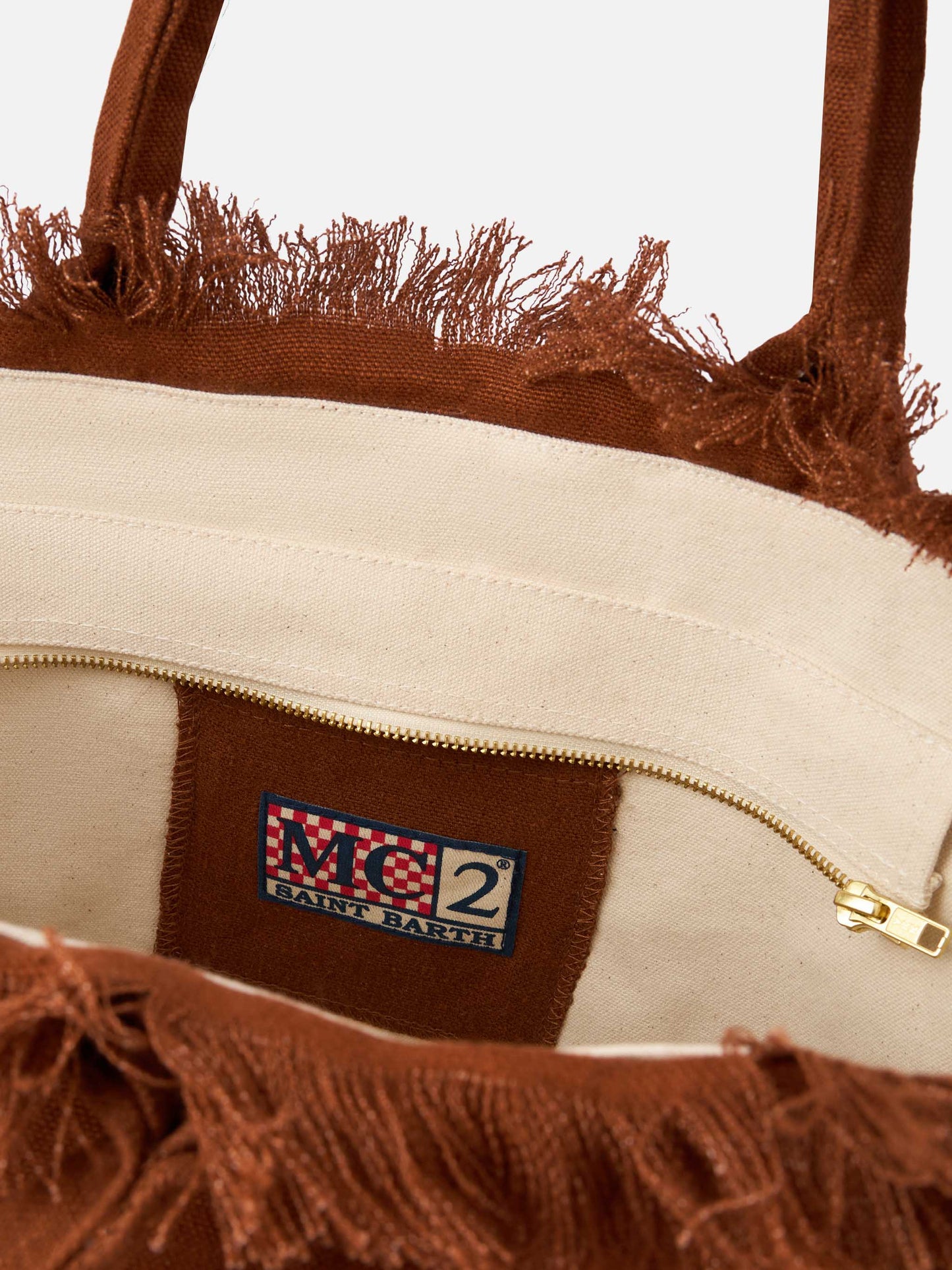 Borsa a spalla Vanity in lino marrone