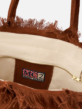 Borsa a spalla Vanity in lino marrone