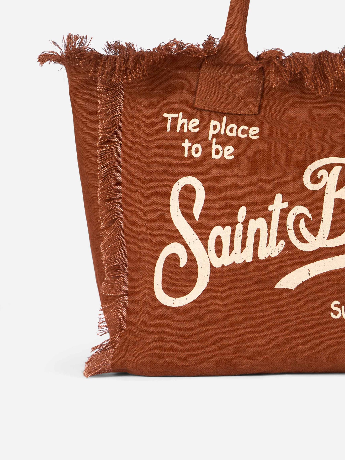 Borsa a spalla Vanity in lino marrone