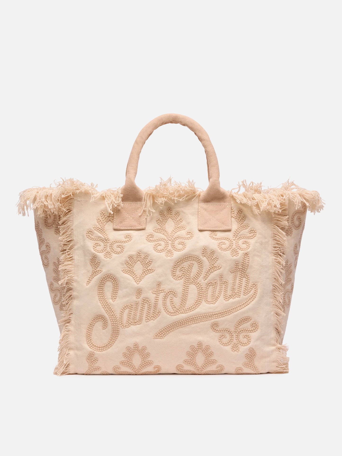 Borsa a spalla Vanity Rug  in cotone beige e bianco