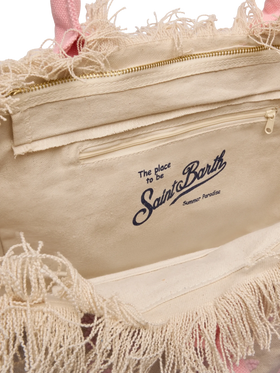 Vanity Rug white and pink cotton tote bag – MC2 Saint Barth Vanity Rug white and pink cotton tote bag – MC2 Saint Barth