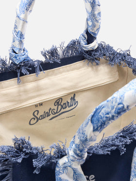 Borsa Vanity regular in canvas blu con twill removibile