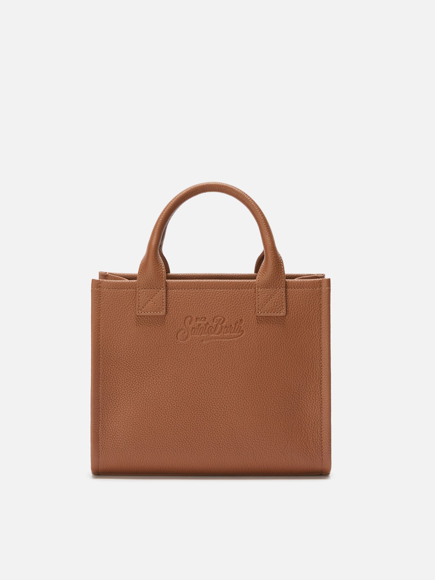 Vanity Bag Midi Shoulder Bag in camel hammered leather