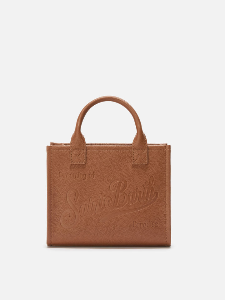 Vanity Bag Midi Shoulder Bag in camel hammered leather