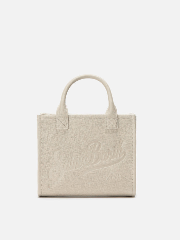 Vanity Bag Midi Shoulder Bag in white hammered leather