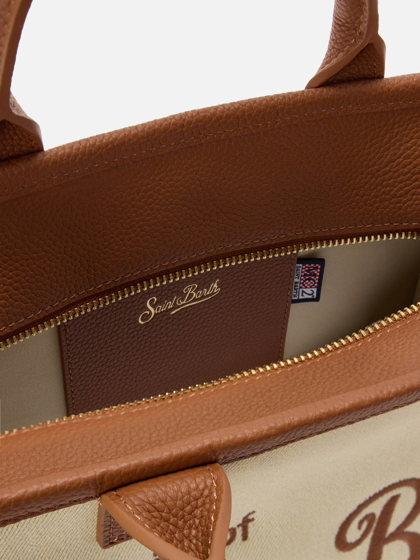 Vanity medium canvas and pebbled leather bag