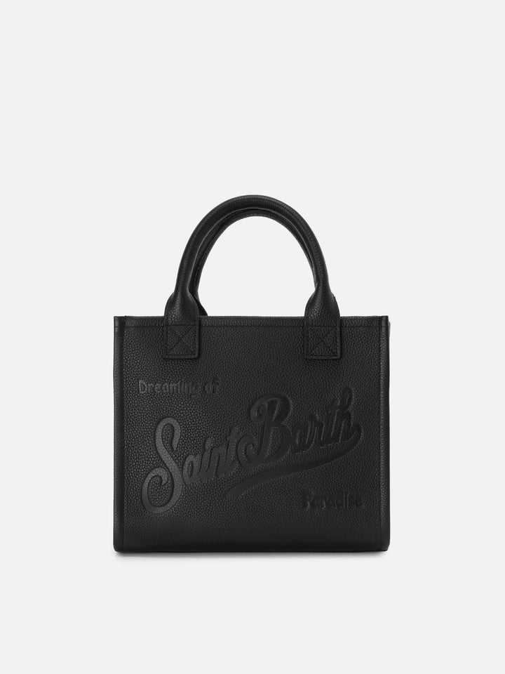 Borsa Vanity medium in pelle martellata nera