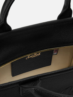 Vanity Medium Tasche aus schwarzem genarbtem Leder 