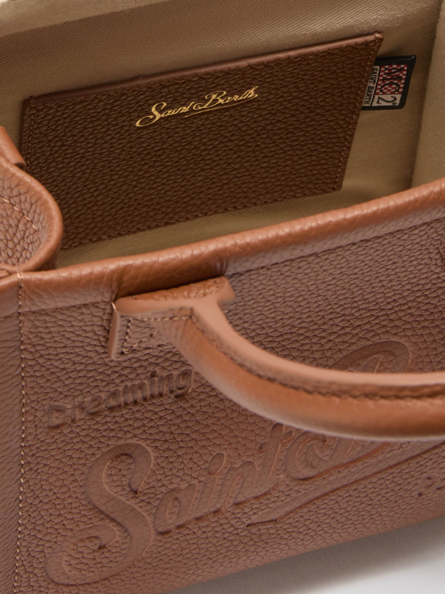 Borsa a spalla Vanity Bag Mini in pelle martellata cammello