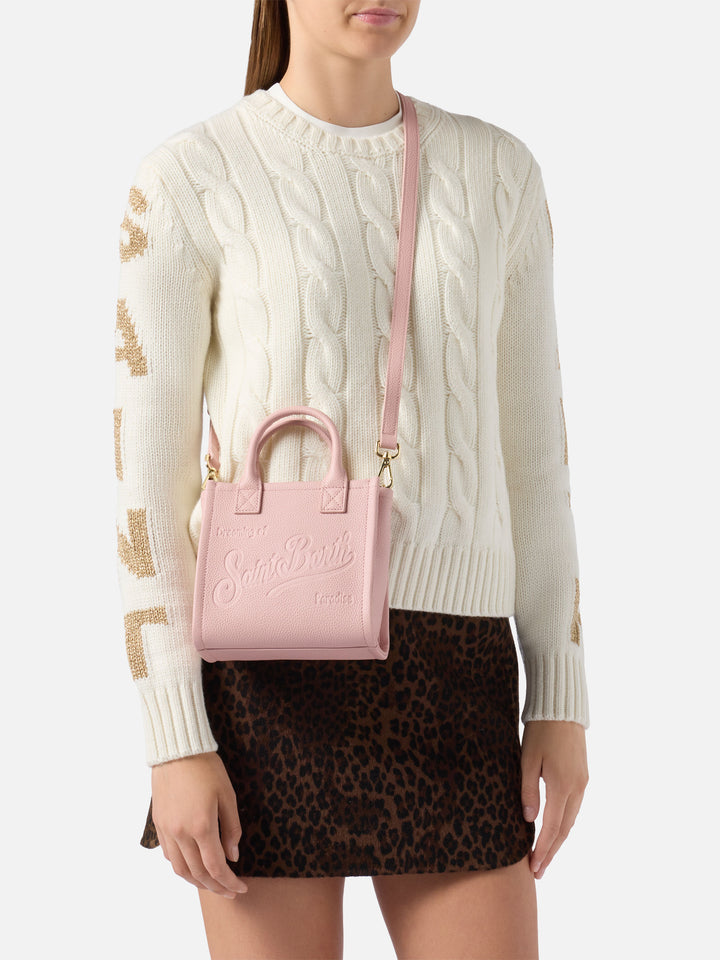 Borsa Vanity mini in pelle martellata rosa