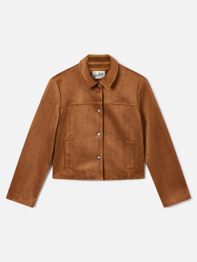 Chaqueta Camel Veyra de ante con bordado del logo 