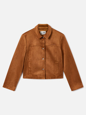 Chaqueta Camel Veyra de ante con bordado del logo 