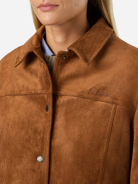 Chaqueta Camel Veyra de ante con bordado del logo 
