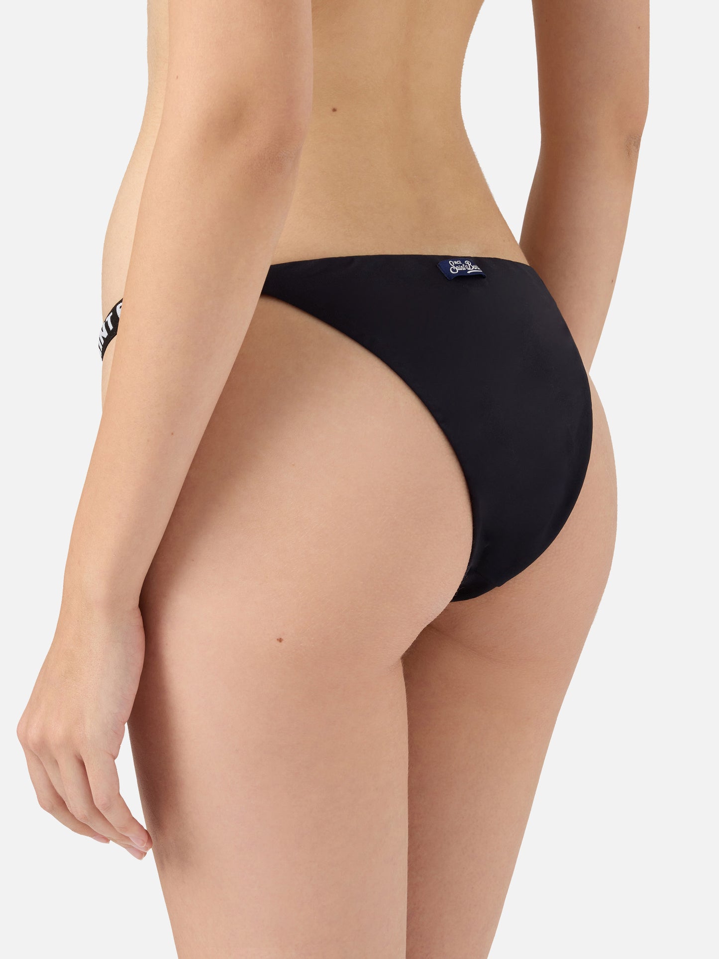 Woman black cheeky swim briefs