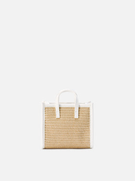 Borsa Vivian micro effetto paglia con logo bianco ricamato