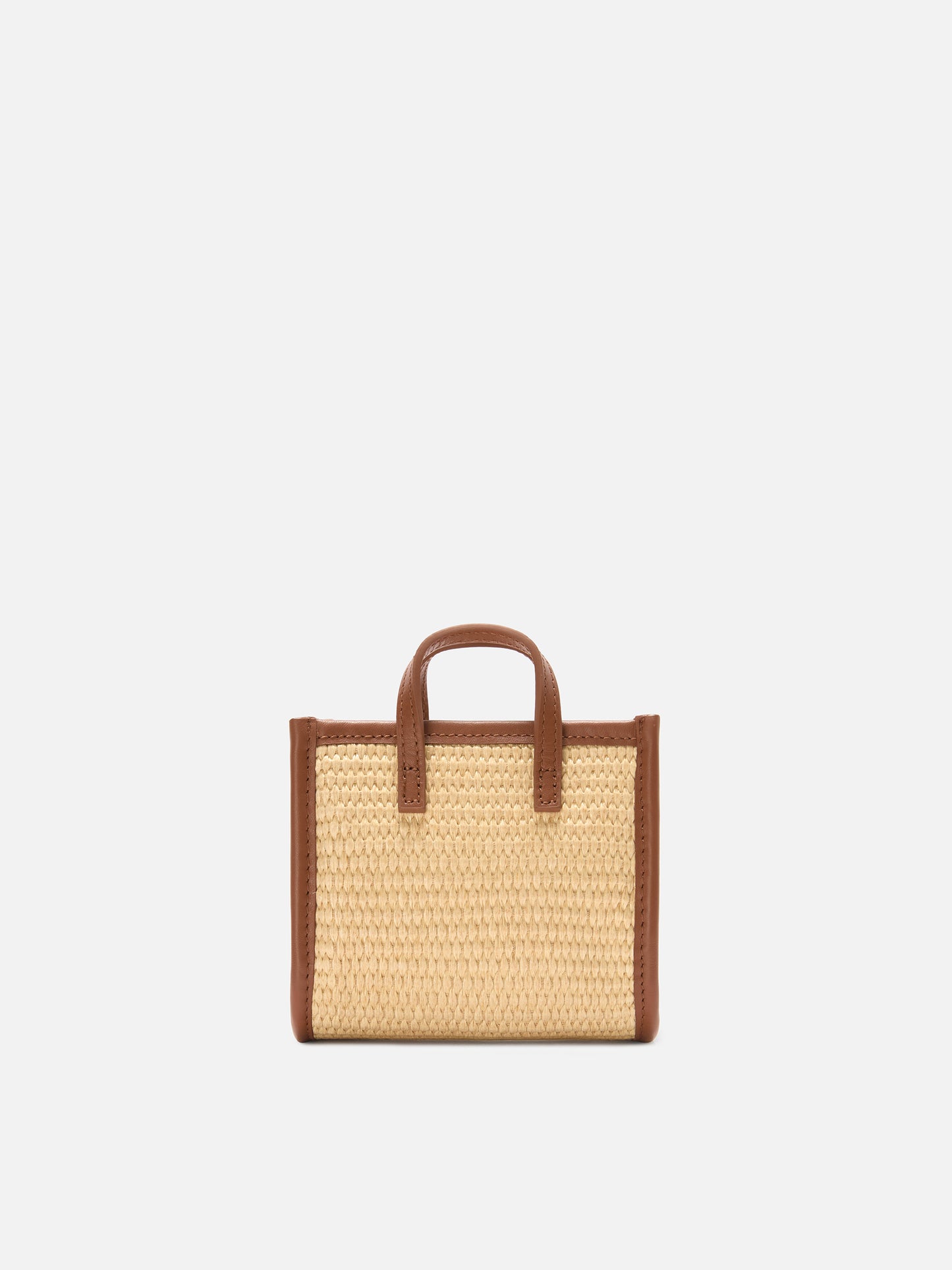 Borsa Vivian micro effetto raffia con logo marrone ricamato