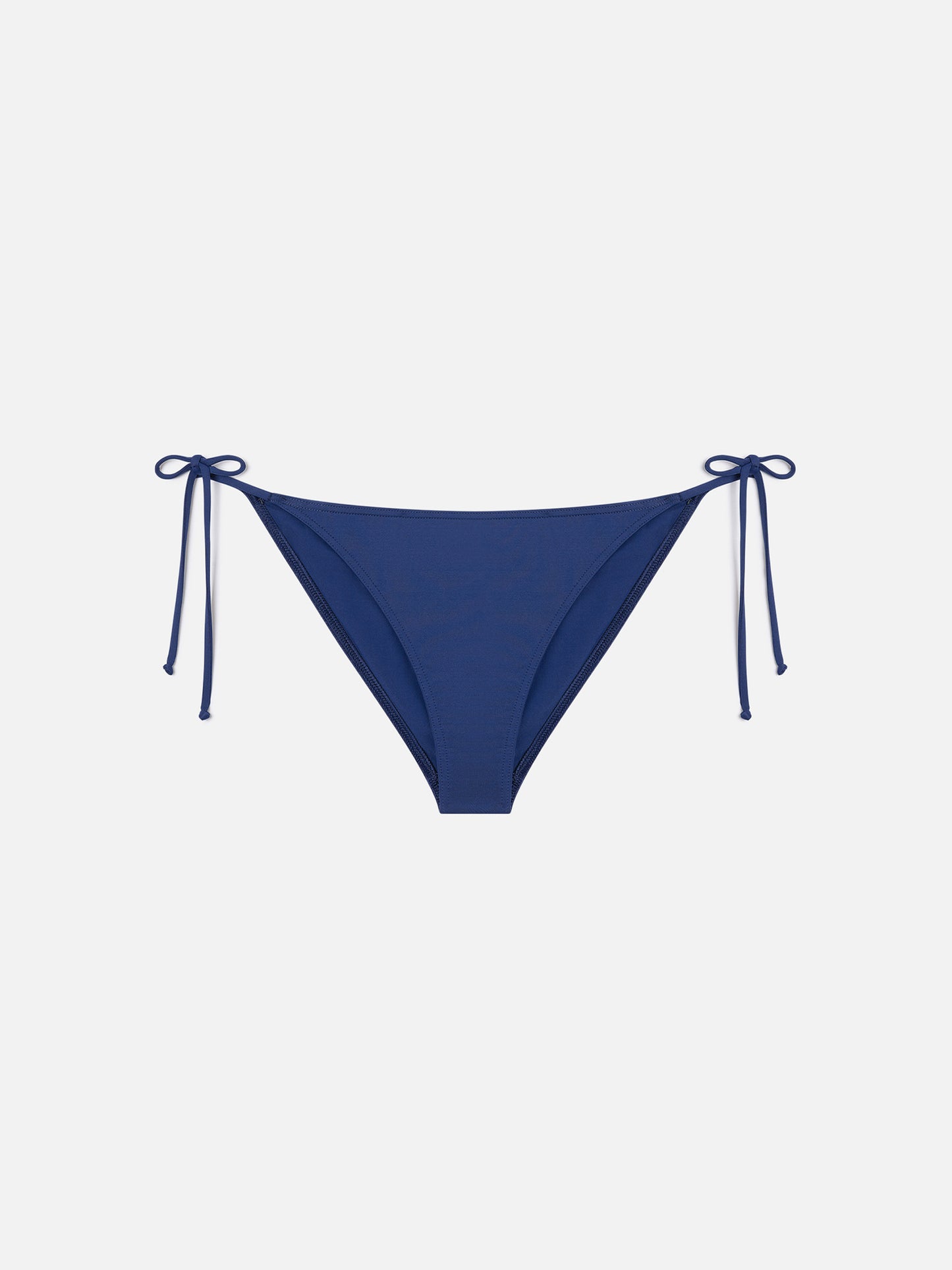 Bas de bikini Virgo à nouettes latérales en bleu marine uni 