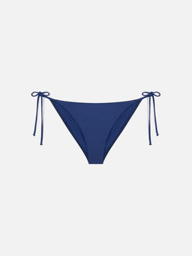 Bas de bikini Virgo à nouettes latérales en bleu marine uni 
