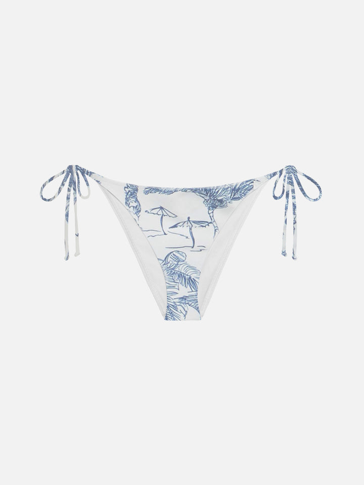 Woman classic swim briefs Virgo with toile de jouy print