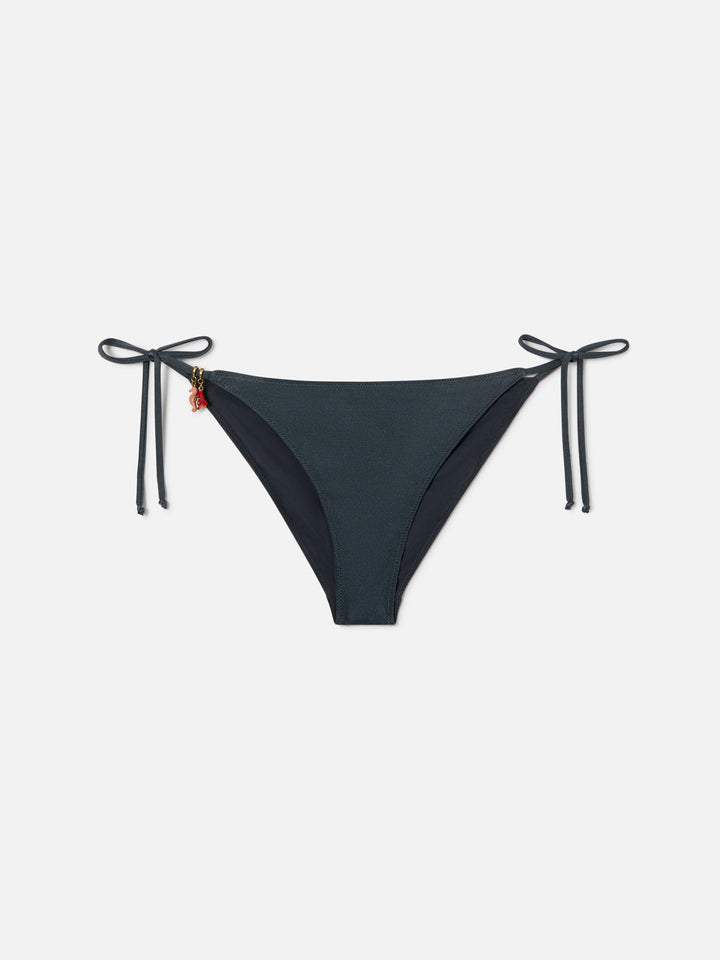 Leah Virgo Bikini in Dunkelgrau mit glänzendem Finish und Charms 