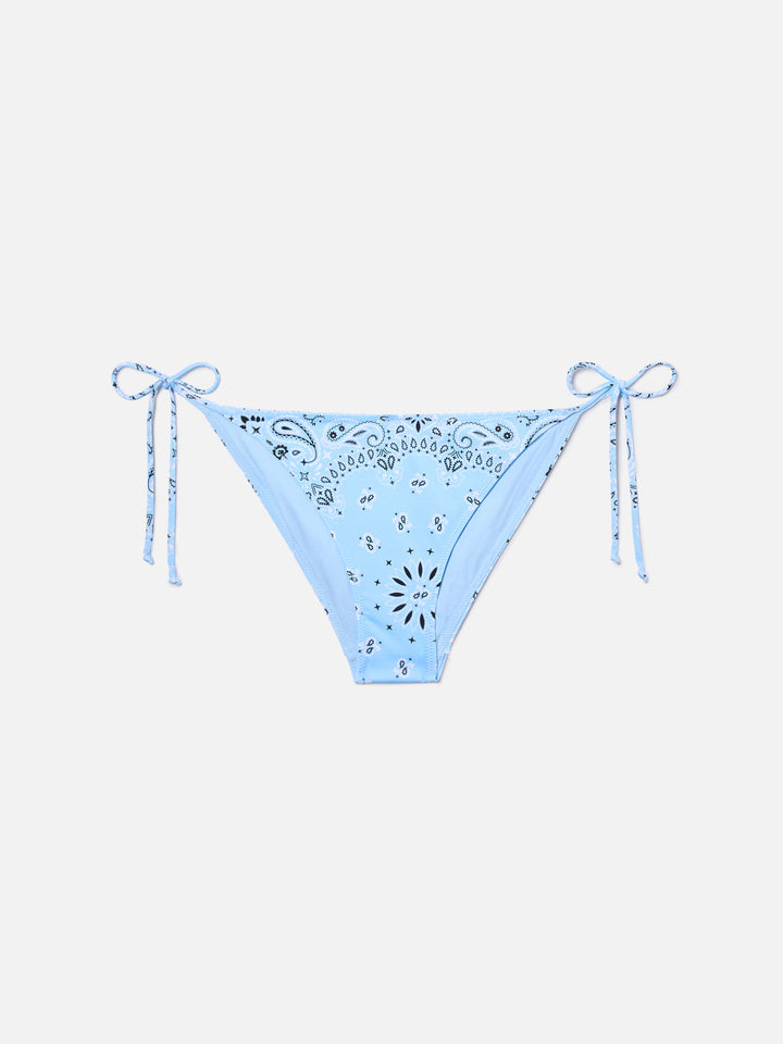 Virgo classic bikini bottoms with light blue bandana print