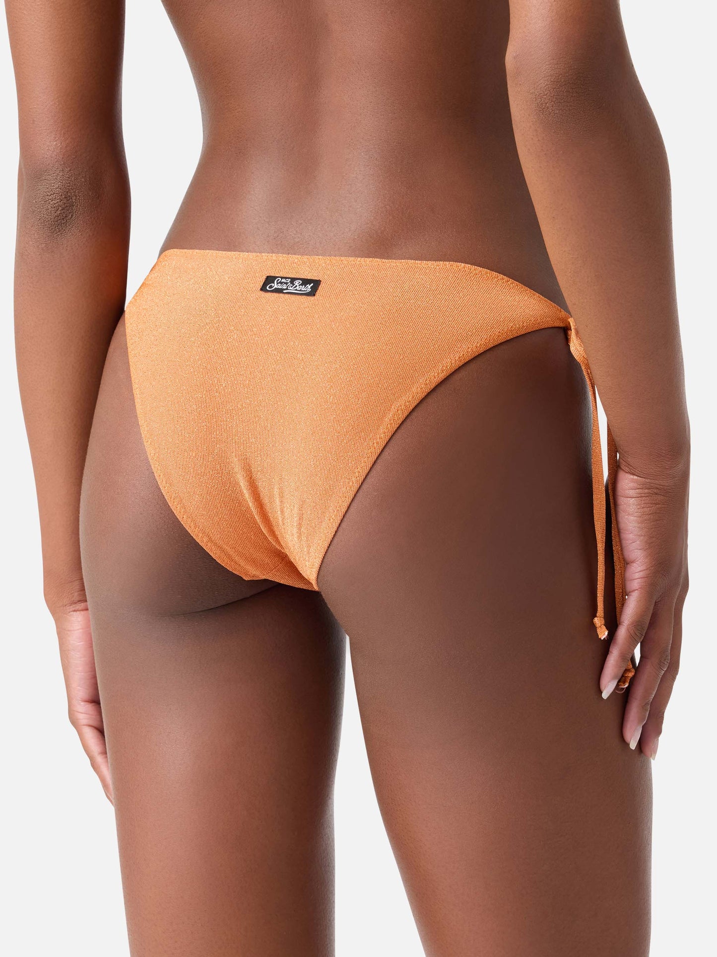 Slip de bain Virgo orange uni en lurex 