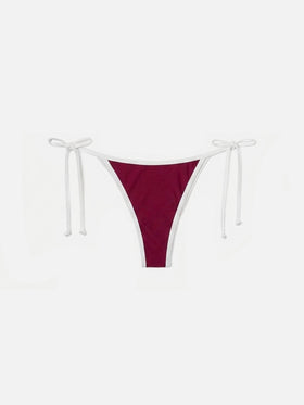 Klassische Virgo String-Bikinihose in Burgunderrot mit kontrastierendem Besatz 