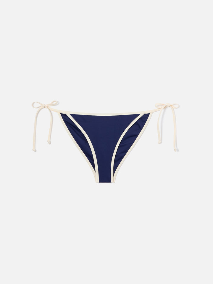 Leah Virgo String-Bikini mit blauem Kontrastbesatz 