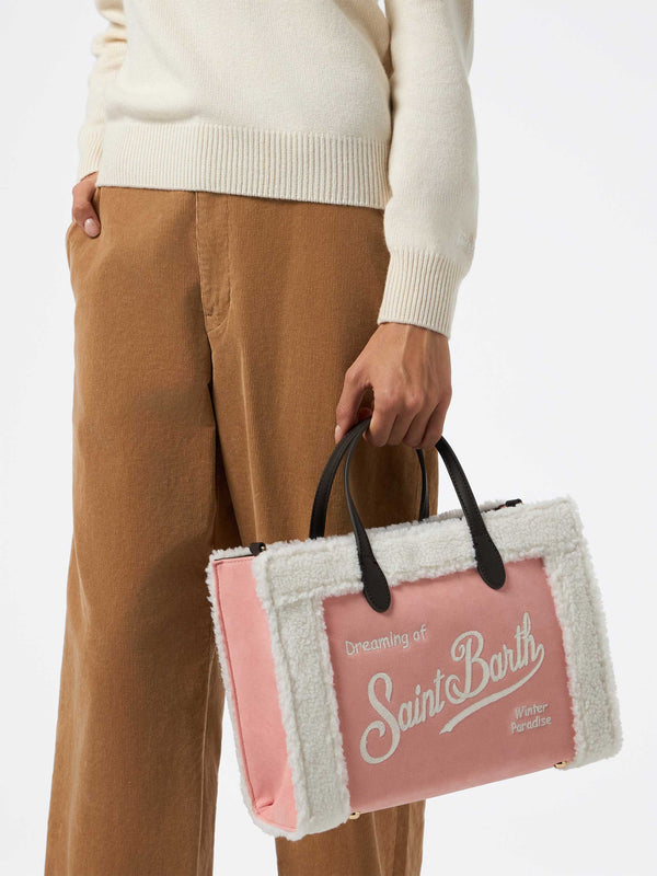 Rosa Vivian Handtasche mit Sherpa-Details