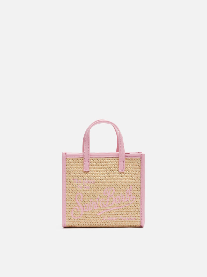 Beige Vivian Mini Strohhandtasche