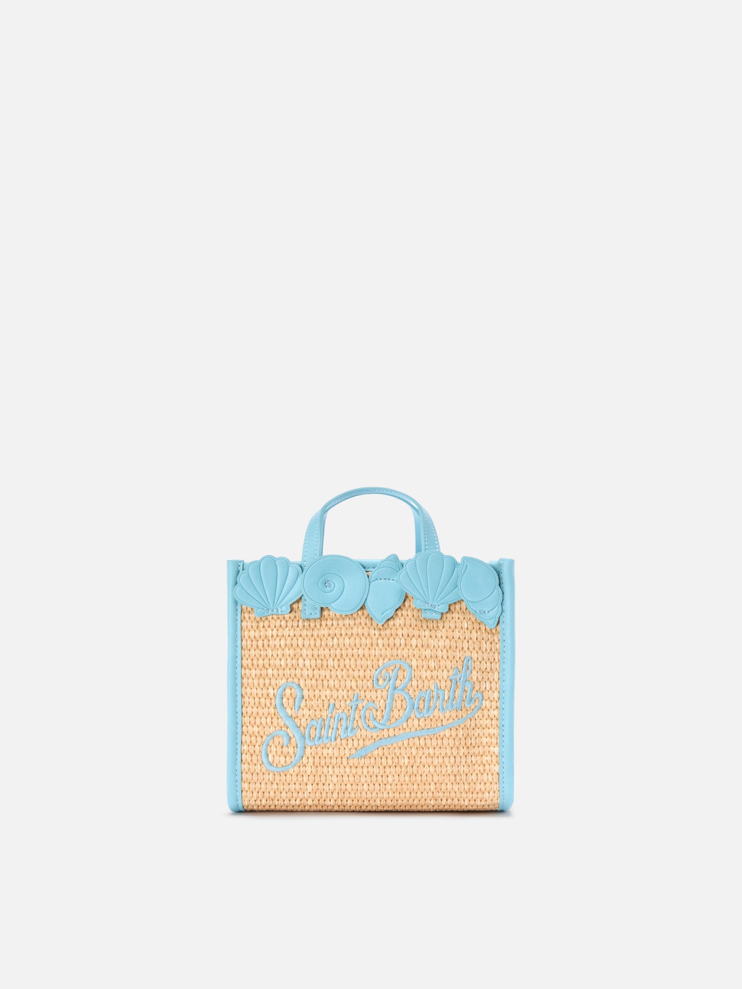 Vivian mini straw effect bag with decorative shell embroidery