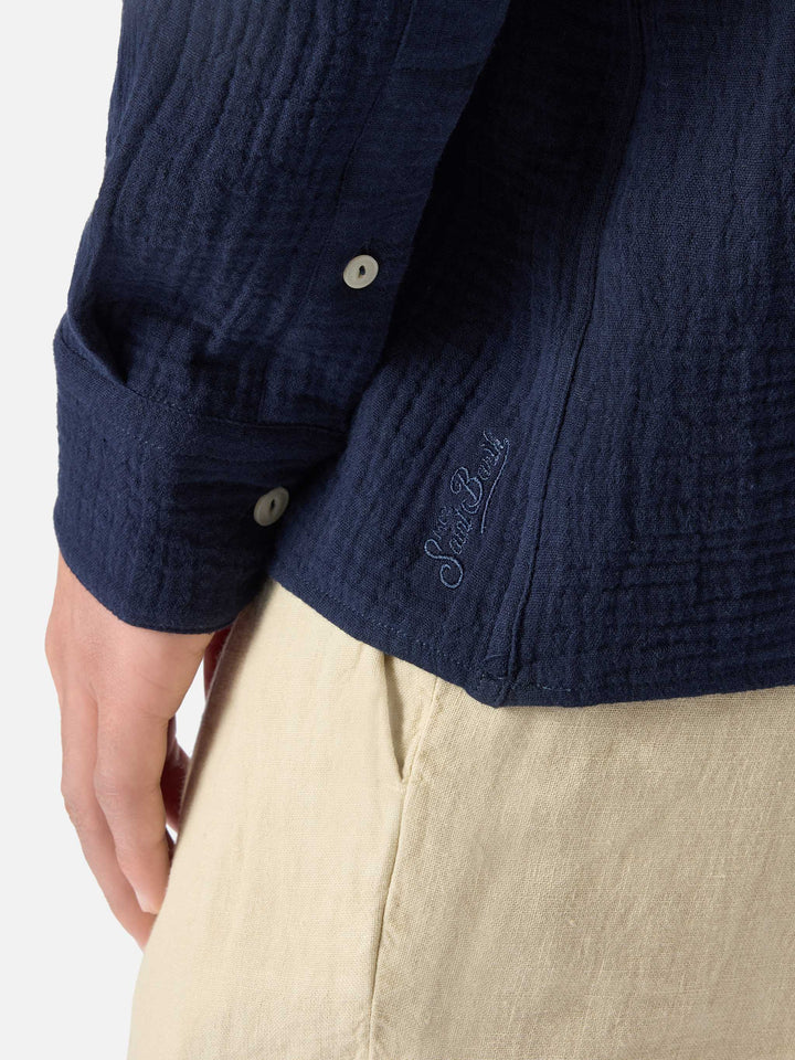 Polo Ventotene in cotone waffle blu navy
